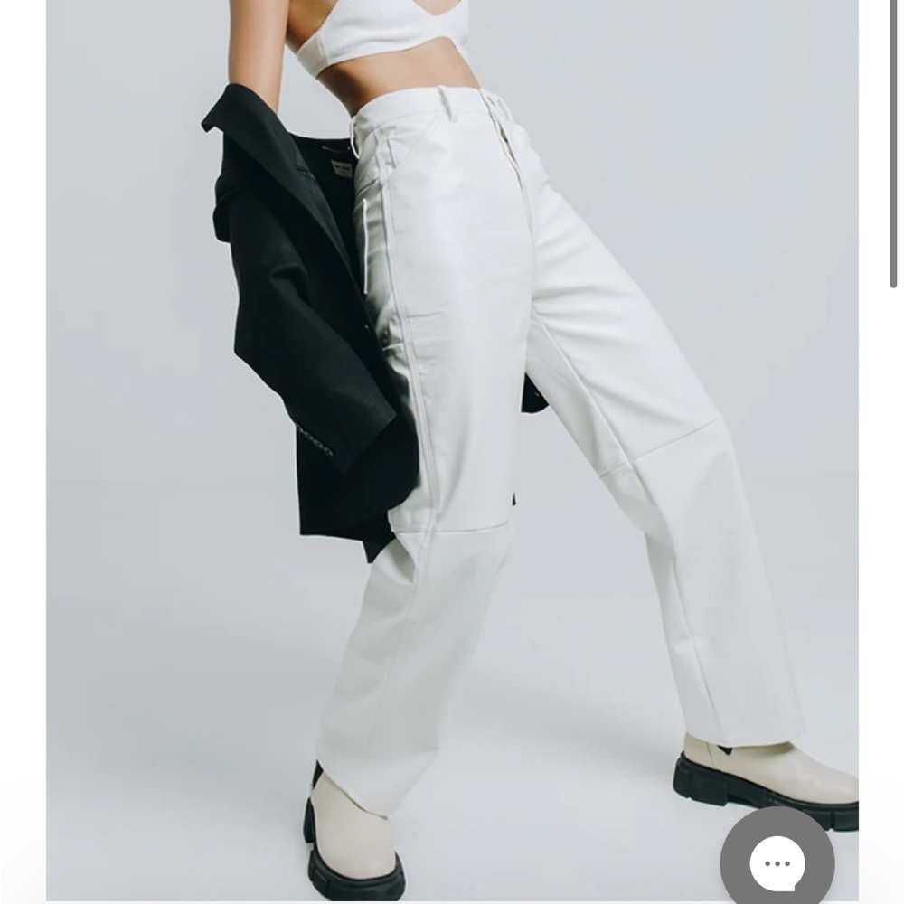 Simonett White Faux Leather Pants